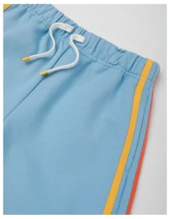 Milkshake Knit French Terry Short With Side Stripe in Light Blue