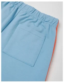 Milkshake Knit French Terry Short With Side Stripe in Light Blue