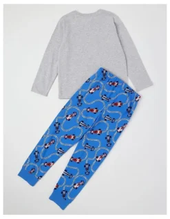 Milkshake Knit Race Car Pyjamas in Grey Marle