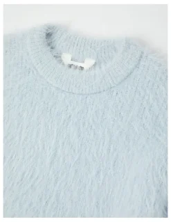 Milkshake Knitted Fluffy Jumper in Light Blue