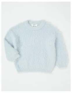 Milkshake Knitted Fluffy Jumper in Light Blue