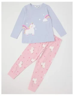 Milkshake Knit Unicorn Pyjamas in Light Blue