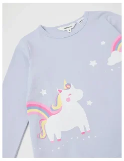 Milkshake Knit Unicorn Pyjamas in Light Blue