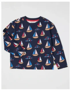 Milkshake Long Sleeve All Over Print Tee in Sailboat Navy