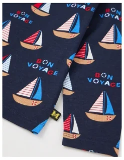 Milkshake Long Sleeve All Over Print Tee in Sailboat Navy