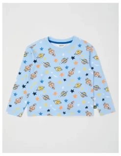 Milkshake Long Sleeve All Over Print Tee in Space Blue