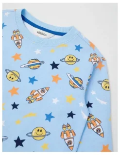 Milkshake Long Sleeve All Over Print Tee in Space Blue