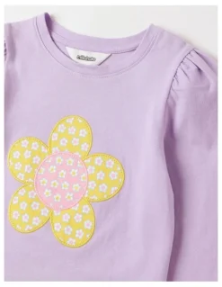 Milkshake Long Sleeve Applique Heart Tee in Pink