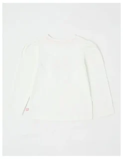 Milkshake Long Sleeve Applique Tee in Bow White