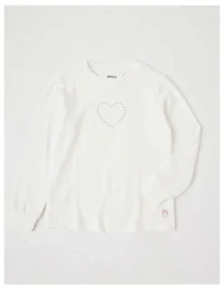 Milkshake Long Sleeve Cosy Knit with Diamante Heart in Cream