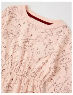 Milkshake Long Sleeve Dress Fit and Flare Dress in Pink
