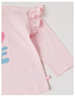 Milkshake Long Sleeve Frill Top in Pink