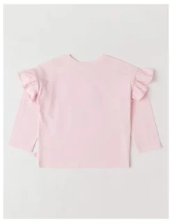 Milkshake Long Sleeve Frill Top in Pink