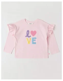 Milkshake Long Sleeve Frill Top in Pink