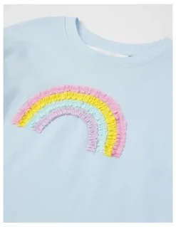 Milkshake Long Sleeve Frill Top in Blue