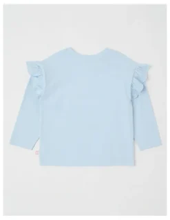 Milkshake Long Sleeve Frill Top in Blue