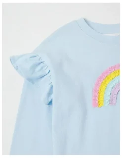 Milkshake Long Sleeve Frill Top in Blue