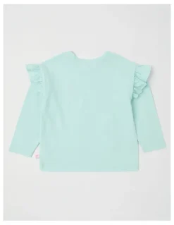Milkshake Long Sleeve Frill Top in Unicorn Blue