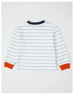 Milkshake Long Sleeve Heavy Jersey Tee in Blue & White Stripe
