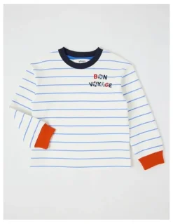 Milkshake Long Sleeve Heavy Jersey Tee in Blue & White Stripe