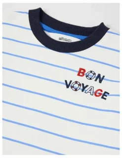 Milkshake Long Sleeve Heavy Jersey Tee in Blue & White Stripe