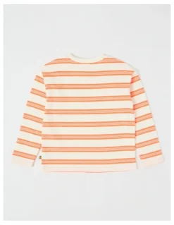 Milkshake Long Sleeve Heavyweight Jersey Tee in Orange & White Stripe