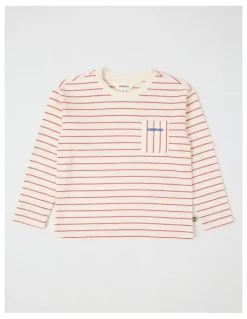 Milkshake Long Sleeve Heavyweight Jersey Tee in Red & White Stripe