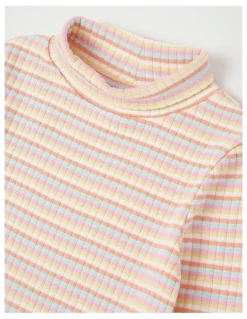 Milkshake Long Sleeve Mock Neck Knit Top in Rainbow