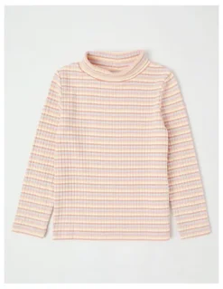 Milkshake Long Sleeve Mock Neck Knit Top in Rainbow