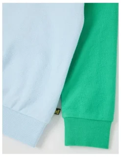 Milkshake Long Sleeve Polo Sweat in Light Blue & Green