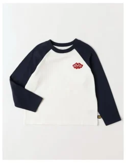 Milkshake Long Sleeve Raglan T-Shirt in Navy & Ecru
