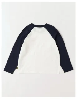 Milkshake Long Sleeve Raglan T-Shirt in Navy & Ecru