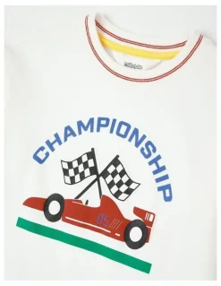 Milkshake Long Sleeve Raised Print T-Shirt in Trophy Cup Navy