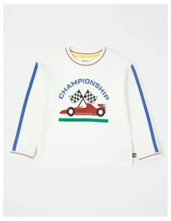 Milkshake Long Sleeve Raised Print T-Shirt in Trophy Cup Navy