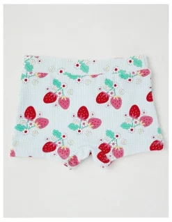 Milkshake Long Sleeve Rash Vest And Shortie Set in Berry Vines in Light Blue