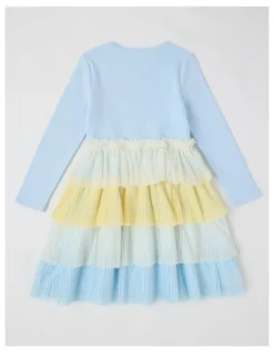 Milkshake Long Sleeve Rib Top and Tulle Skirt with Sequin in Daisy Blue