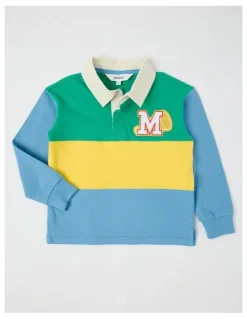Milkshake Long Sleeve Rugby Polo Top in Multi Splice