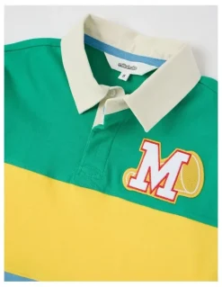 Milkshake Long Sleeve Rugby Polo Top in Multi Splice