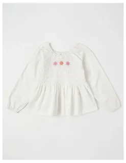 Milkshake Long Sleeve Smocked Top in Cream
