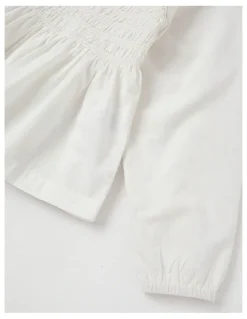 Milkshake Long Sleeve Smocked Top in Cream