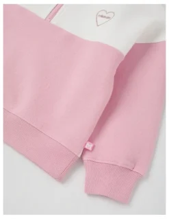 Milkshake Long Sleeve 1/4 Zip Sweat in Pink