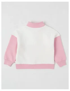 Milkshake Long Sleeve 1/4 Zip Sweat in Pink