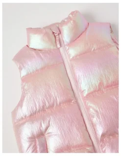 Milkshake Metallic Puffer Vest in Rainbow
