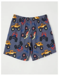 Milkshake Monster Truck Stunts Jersey Pyjamas in Light Yellow