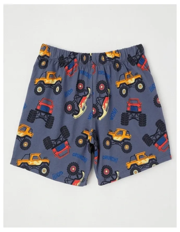 Milkshake Monster Truck Stunts Jersey Pyjamas in Light Yellow