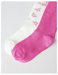 Milkshake 2 Pack Butterfly Tights in Pink