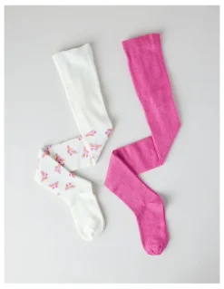 Milkshake 2 Pack Butterfly Tights in Pink