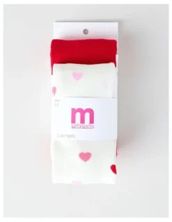 Milkshake 2 Pack Heart Tights in Red