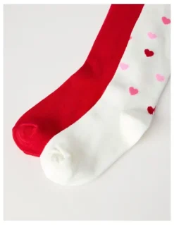 Milkshake 2 Pack Heart Tights in Red