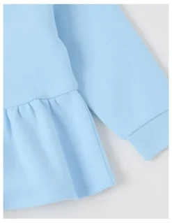 Milkshake Peplum Hem Sweat Top with Applique in Floral Light Blue